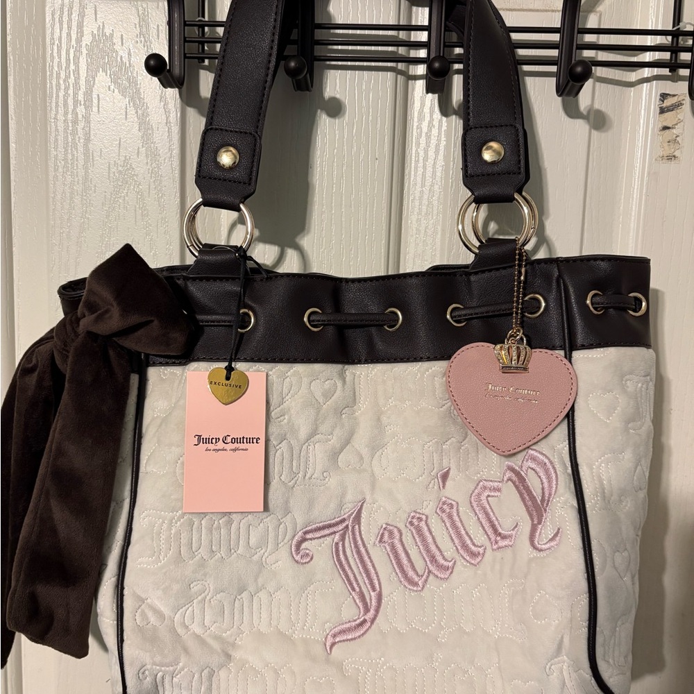 Juicy Couture “Vintage Dreams Tote” Brown and Cream Tote with Pink Accents